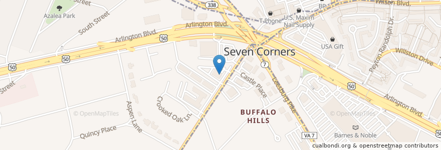 Mapa de ubicacion de 7 Corners Pharmacy en Estados Unidos De América, Virginia, Fairfax County, West Falls Church.