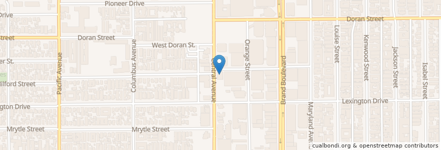 Mapa de ubicacion de Citibank en Amerika Syarikat, California, Los Angeles County, Glendale.