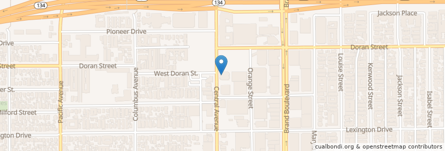 Mapa de ubicacion de EastWest Bank en الولايات المتّحدة الأمريكيّة, كاليفورنيا, مقاطعة لوس أنجلس, Glendale.