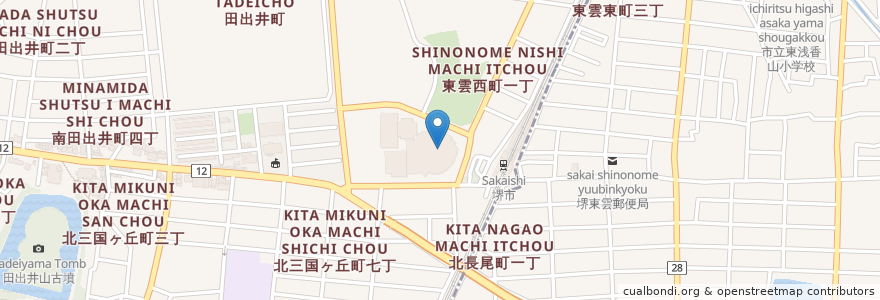 Mapa de ubicacion de サイゼリヤ en 日本, 大阪府, 堺市, 堺区.