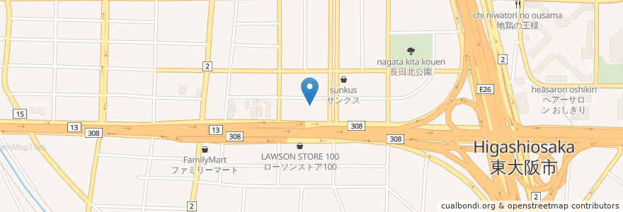 Mapa de ubicacion de サイゼリヤ en Jepun, 大阪府, 東大阪市.