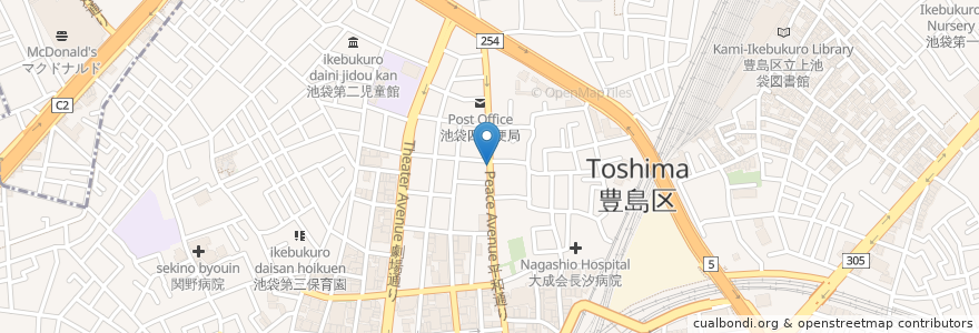 Mapa de ubicacion de 郵便ポスト en Japon, Tokyo, 豊島区.