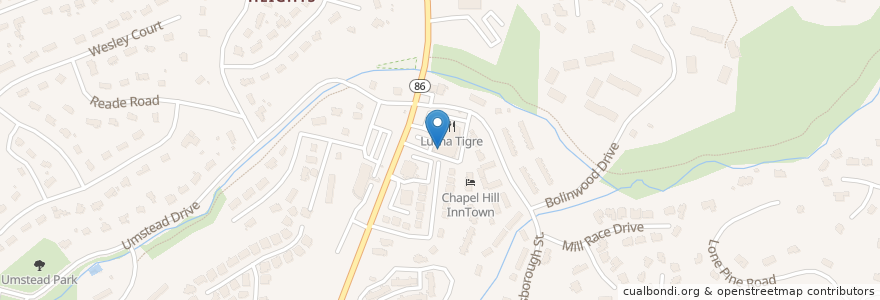 Mapa de ubicacion de Root Cellar en الولايات المتّحدة الأمريكيّة, كارولاينا الشمالية, Orange County, Chapel Hill.