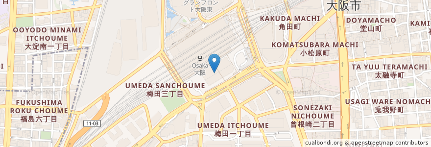 Mapa de ubicacion de 四六時中 en اليابان, أوساكا, أوساكا, 北区.