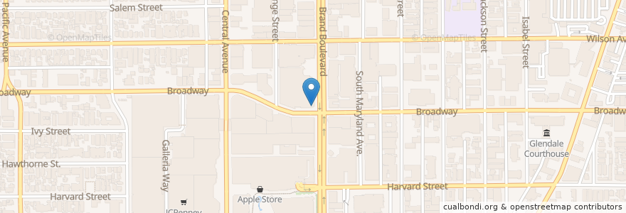 Mapa de ubicacion de BJ's en Stati Uniti D'America, California, Los Angeles County, Glendale.