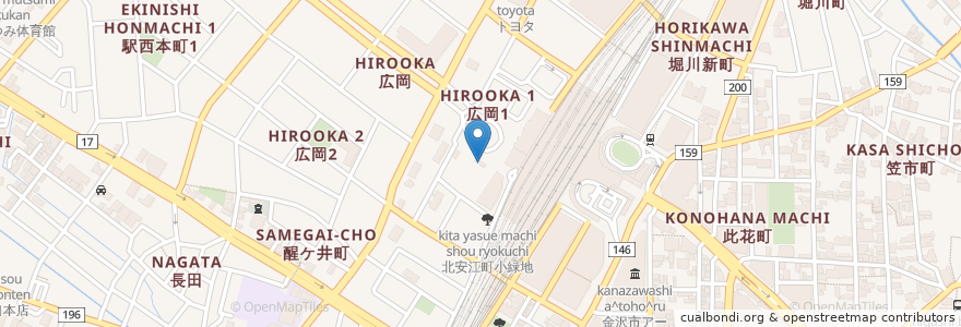 Mapa de ubicacion de サイゼリヤ en 일본, 이시카와현, 金沢市.