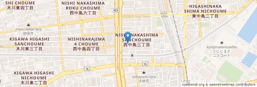 Mapa de ubicacion de 矗々家 en Japonya, 大阪府, 大阪市, 淀川区.