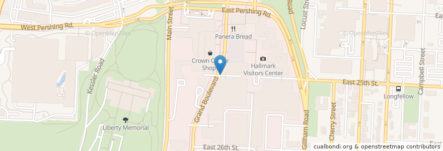 Mapa de ubicacion de Crown Center Parking en United States, Missouri, Kansas City, Jackson County.