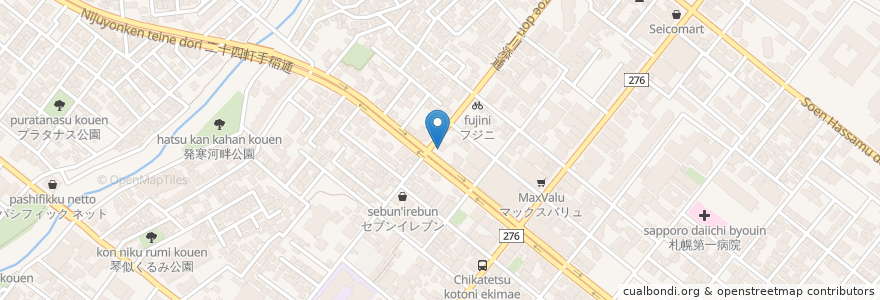 Mapa de ubicacion de いちご 薬局 en Япония, Хоккайдо, Округ Исикари, Саппоро, Ниси.