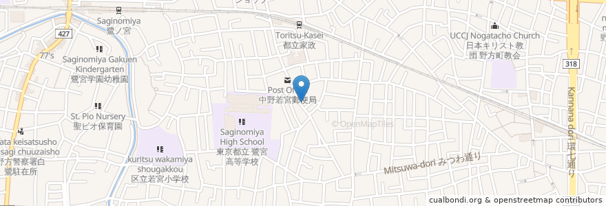 Mapa de ubicacion de 田中ナースリー若宮保育園 en اليابان, 東京都, 中野区.