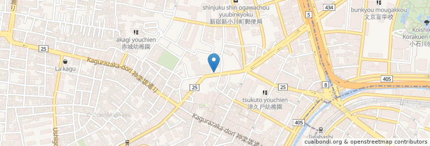 Mapa de ubicacion de cincin Kagurazaka en اليابان, 東京都, 新宿区.