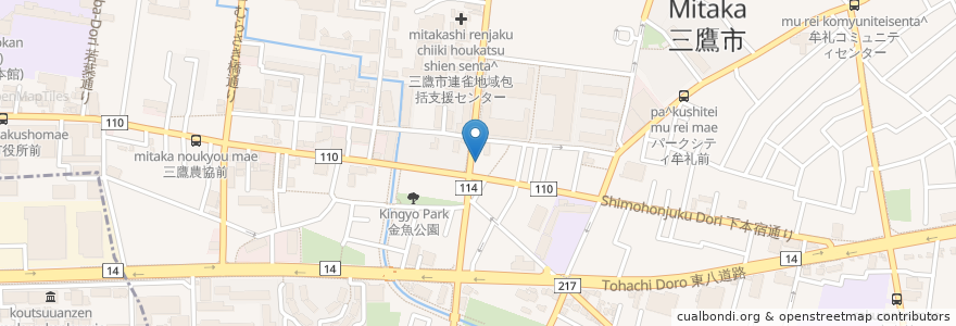 Mapa de ubicacion de 竹の葉薬局 en 日本, 東京都, 三鷹市.
