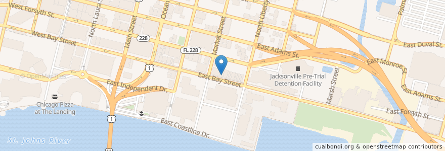 Mapa de ubicacion de The Justice Pub en Verenigde Staten, Florida, Duval County, Jacksonville.