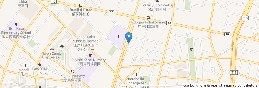 Mapa de ubicacion de おおぞら整骨院 en 일본, 도쿄도, 江戸川区.