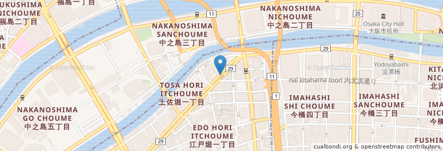 Mapa de ubicacion de 土佐堀駐車場 en Japan, 大阪府, Osaka, 北区.