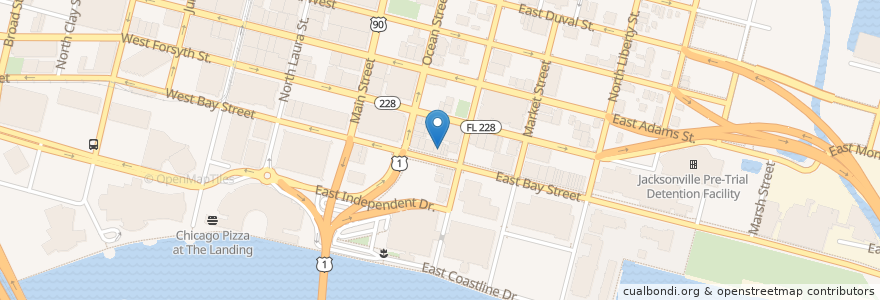 Mapa de ubicacion de Bay Street Bar and Grill en Estados Unidos De América, Florida, Condado De Duval, Jacksonville.