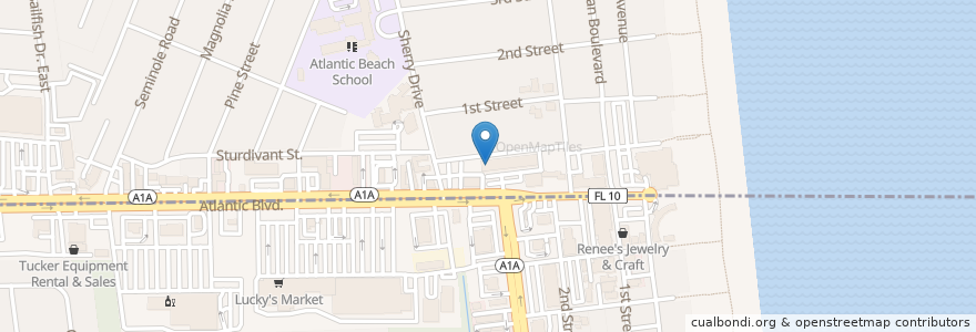 Mapa de ubicacion de BB&T en Amerika Syarikat, Florida, Duval County, Atlantic Beach.