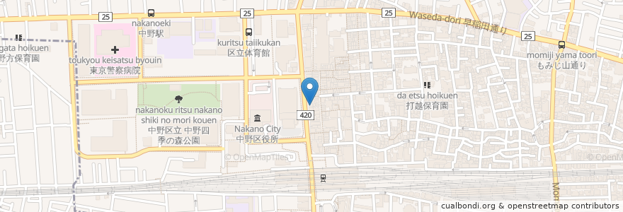 Mapa de ubicacion de 吉野家 en اليابان, 東京都, 中野区.
