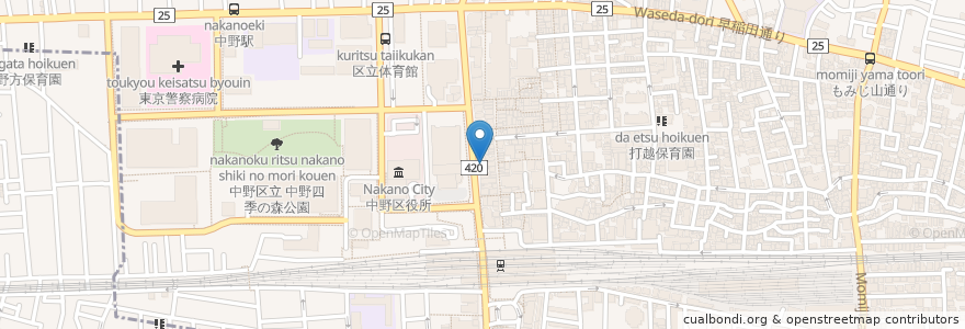 Mapa de ubicacion de てんや en Jepun, 東京都, 中野区.
