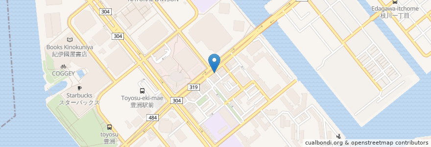 Mapa de ubicacion de すき家 en Japonya, 東京都, 江東区.