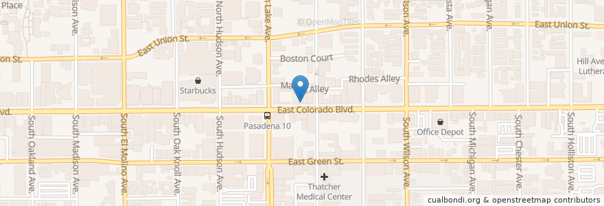 Mapa de ubicacion de Lovebirds Café & Bakery en Соединённые Штаты Америки, Калифорния, Los Angeles County, Pasadena.