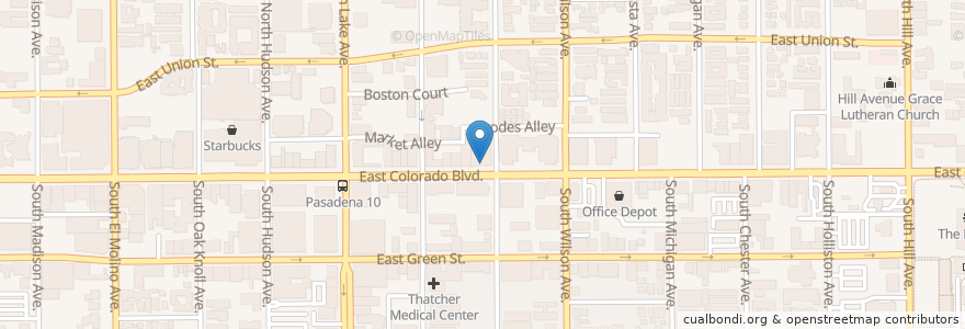 Mapa de ubicacion de Academy 6 Theatres en Amerika Syarikat, California, Los Angeles County, Pasadena.