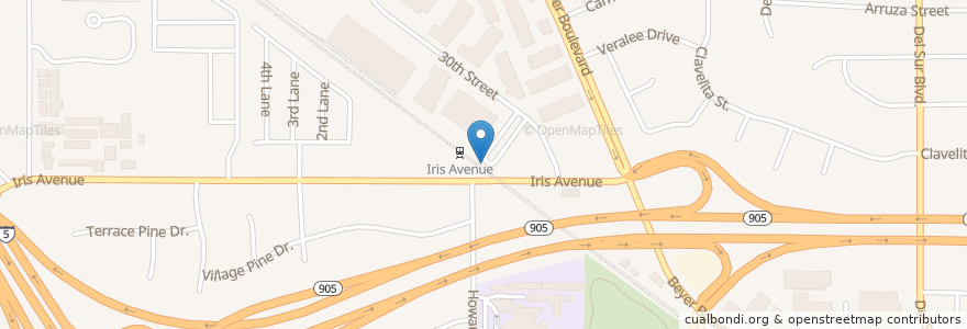 Mapa de ubicacion de Iris Avenue Trolley Station en Соединённые Штаты Америки, Калифорния, San Diego County, San Diego.