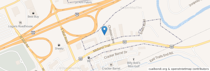 Mapa de ubicacion de Tortilla Factory: A Mexican Kitchen en アメリカ合衆国, ウェストバージニア州, Cabell County, Barboursville.