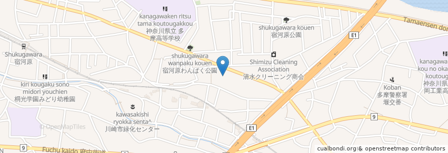 Mapa de ubicacion de ハックドラッグ en 日本, 神奈川県, 川崎市, 多摩区.