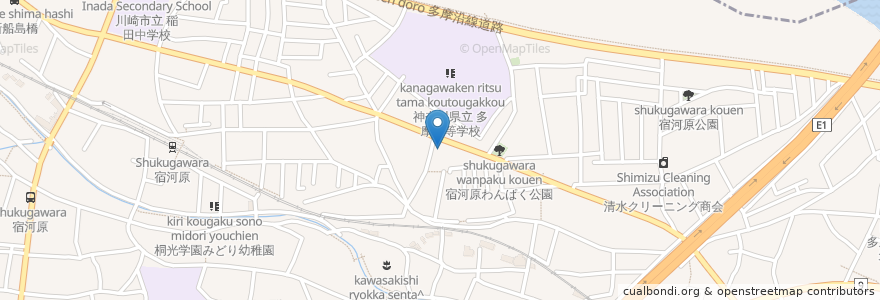 Mapa de ubicacion de 宿河原五丁目町会 会館 en اليابان, كاناغاوا, 川崎市, 多摩区.
