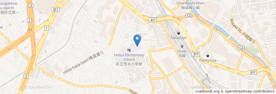 Mapa de ubicacion de 品川区立大崎図書館分館 en Japan, 東京都, 品川区.