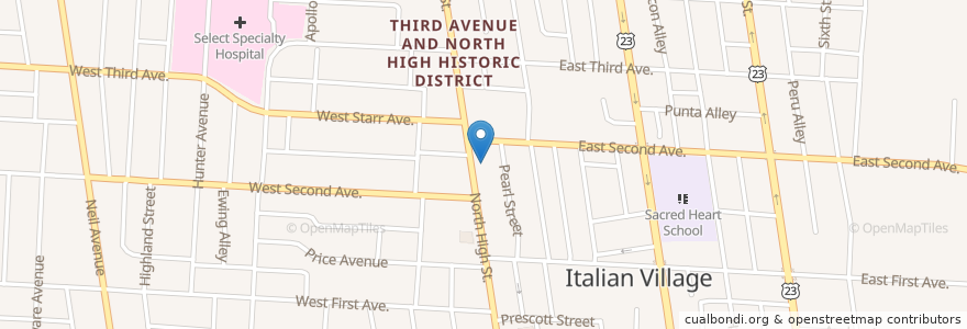 Mapa de ubicacion de Nida's Thai on High en Stati Uniti D'America, Ohio, Franklin County, Columbus.