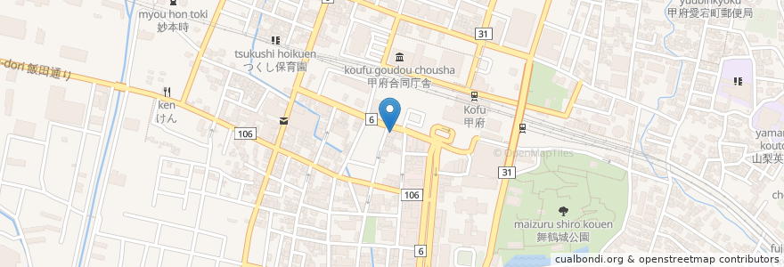 Mapa de ubicacion de 日産レンタカー en Japon, Préfecture De Yamanashi, Kofu.