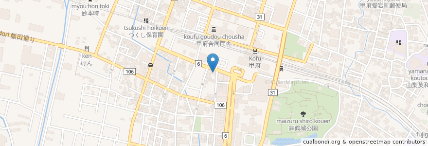 Mapa de ubicacion de トヨタレンタカー en 日本, 山梨县, 甲府市.
