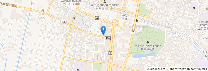 Mapa de ubicacion de ほうとうおざら ちよだ en 日本, 山梨县, 甲府市.