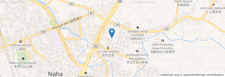 Mapa de ubicacion de 一番餃子屋 en 일본, 오키나와현, 나하 시.