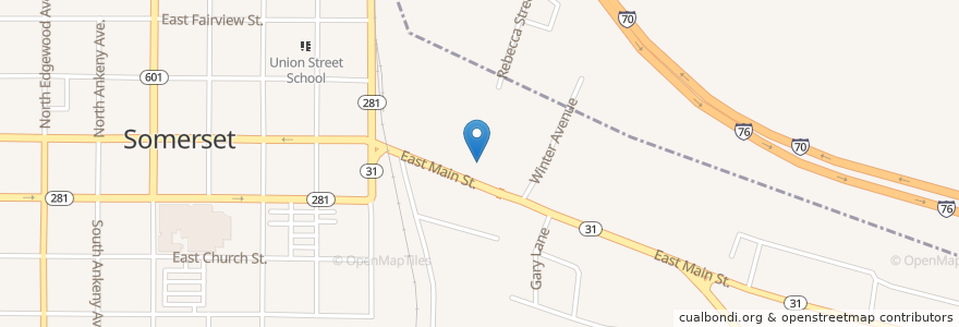 Mapa de ubicacion de Olde Towne Bakery & Cafe en アメリカ合衆国, ペンシルベニア州, Somerset County, Somerset, Somerset Township.