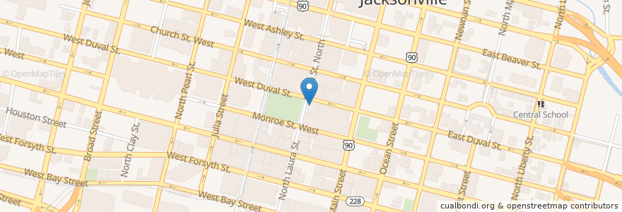 Mapa de ubicacion de Café Nola en Amerika Syarikat, Florida, Duval County, Jacksonville.