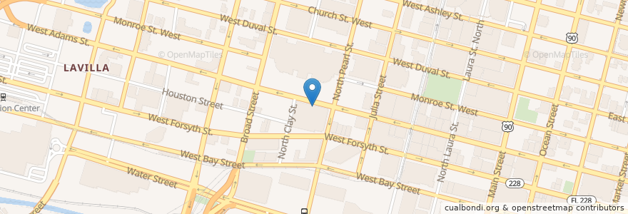 Mapa de ubicacion de Court Yard Cafe en Vereinigte Staaten Von Amerika, Florida, Duval County, Jacksonville.