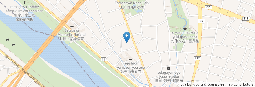 Mapa de ubicacion de 六所神社 en Japon, Tokyo, 世田谷区.