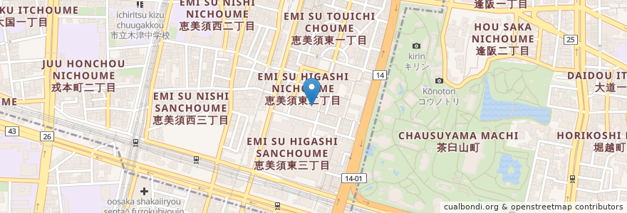 Mapa de ubicacion de 大衆食堂あづま en Япония, Осака, 大阪市, 浪速区.