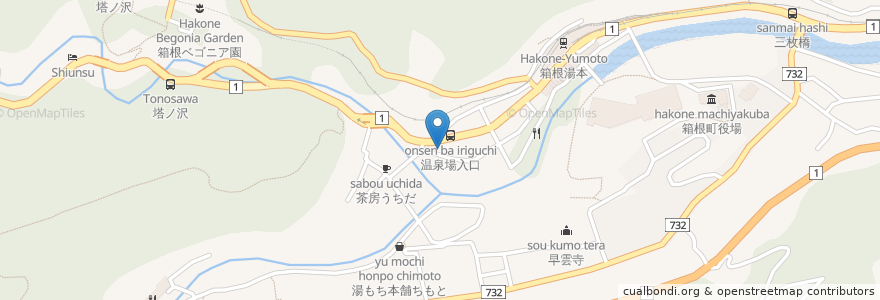 Mapa de ubicacion de 横浜銀行　箱根湯本支店 en 日本, 神奈川縣, 足柄下郡, 箱根町.
