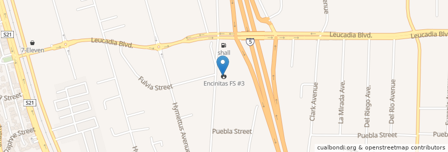Mapa de ubicacion de Encinitas FS #3 en États-Unis D'Amérique, Californie, San Diego County, Encinitas.