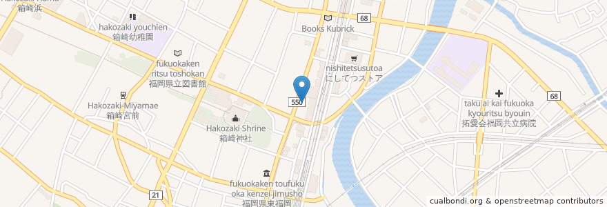 Mapa de ubicacion de 平山整骨院 en Japan, Fukuoka Prefecture, Fukuoka, Higashi Ward.