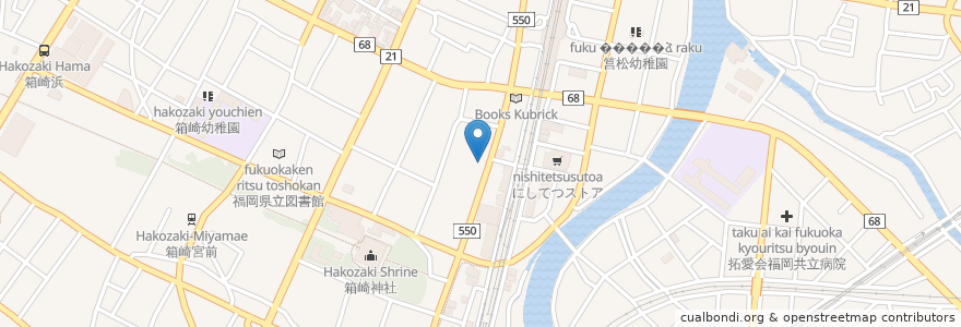 Mapa de ubicacion de ピザクック en 日本, 福岡県, 福岡市, 東区.