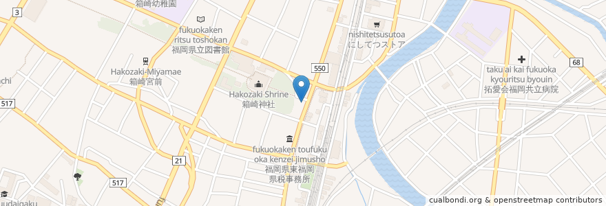 Mapa de ubicacion de こが整骨院 en 日本, 福冈县, 福冈市, 东区.