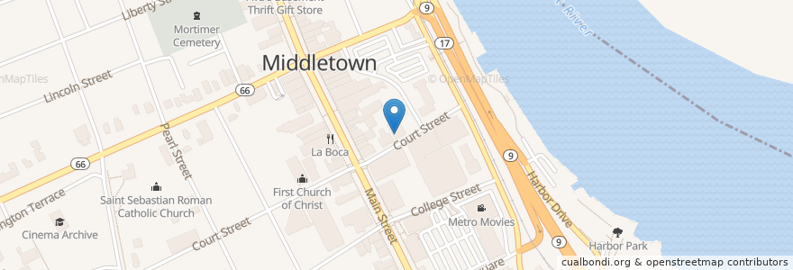 Mapa de ubicacion de Middletown Probate Court en アメリカ合衆国, コネチカット州, Middlesex County, Middletown.