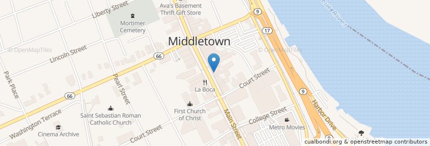 Mapa de ubicacion de Ford News Diner en Estados Unidos De América, Connecticut, Middlesex County, Middletown.