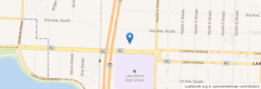 Mapa de ubicacion de Casa Linda's en ایالات متحده آمریکا, فلوریدا, Palm Beach County, Lake Worth Beach.