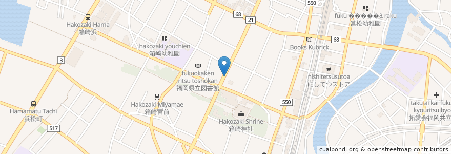 Mapa de ubicacion de 焼肉クダラ en 일본, 후쿠오카현, 후쿠오카, 東区.